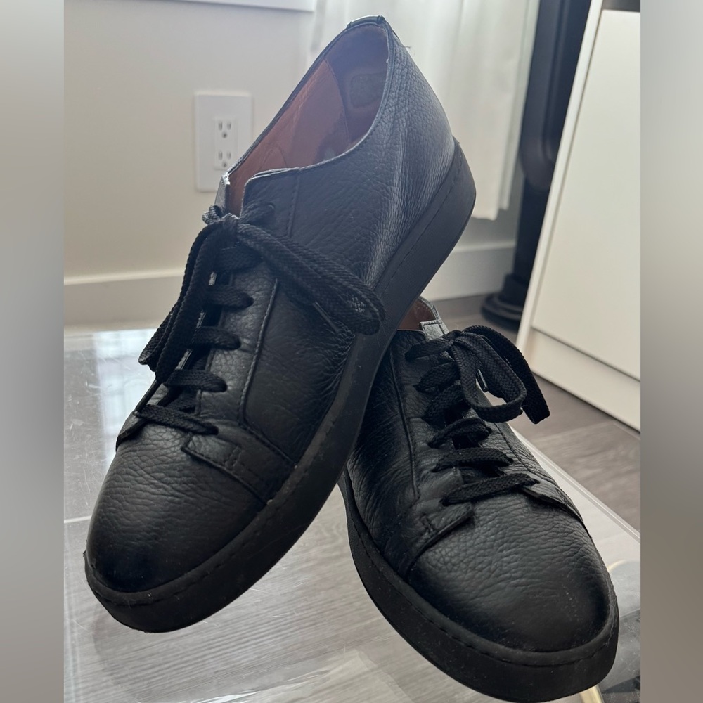 Men's Black Leather Sneakers